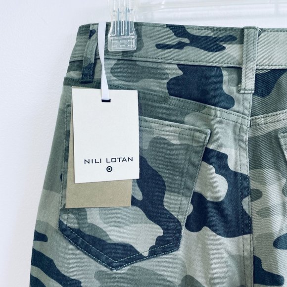 Nili Lotan Womens Jeans Size 4 Green Camo Print High Rise Ankle Skinny Pants New - Picture 8 of 10